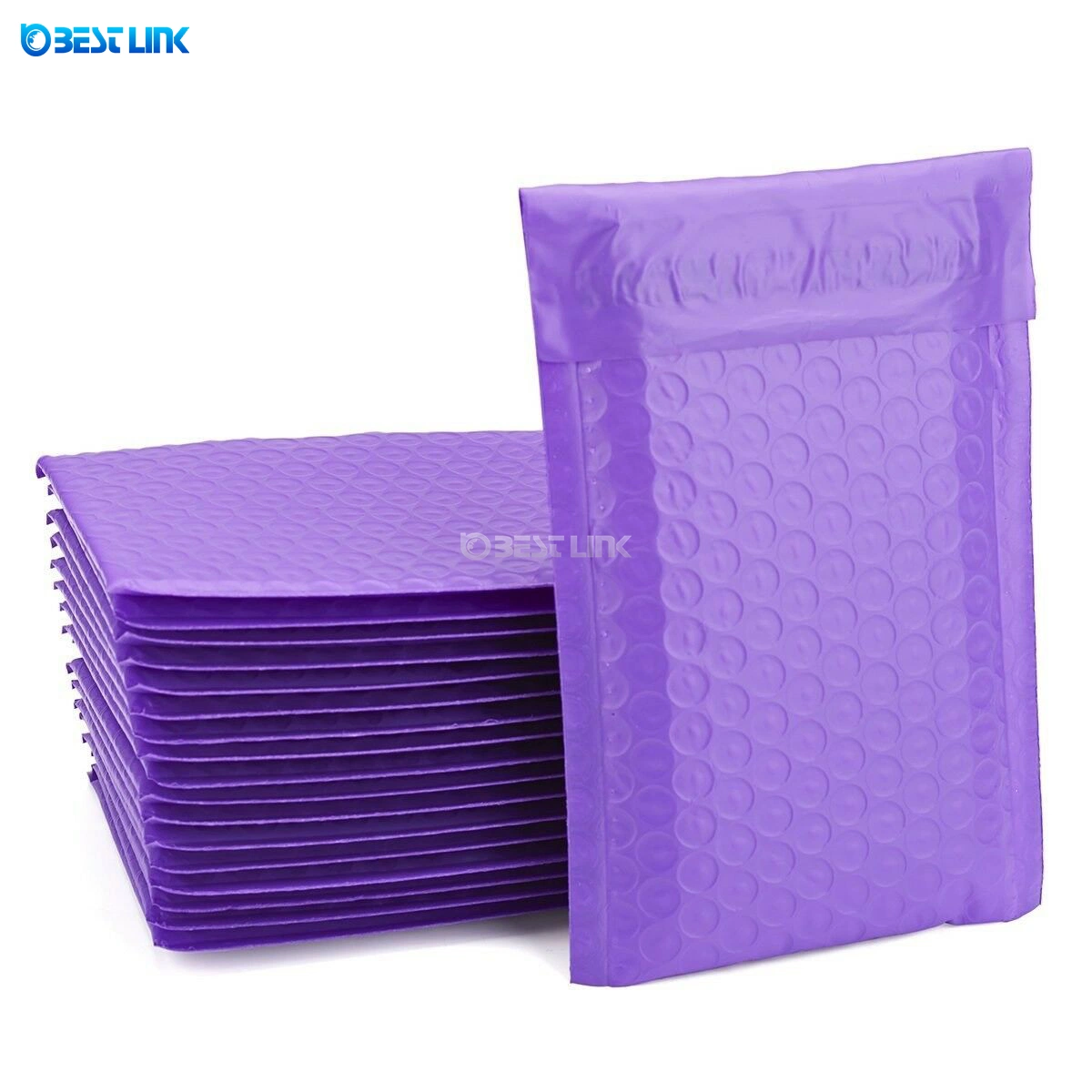 Logotipo personalizado púrpura claro Co-Extrusion Bubble envían a los golpes de espesor de la burbuja el envío de sobres de polipropileno bolsas acolchadas (10*15cm)