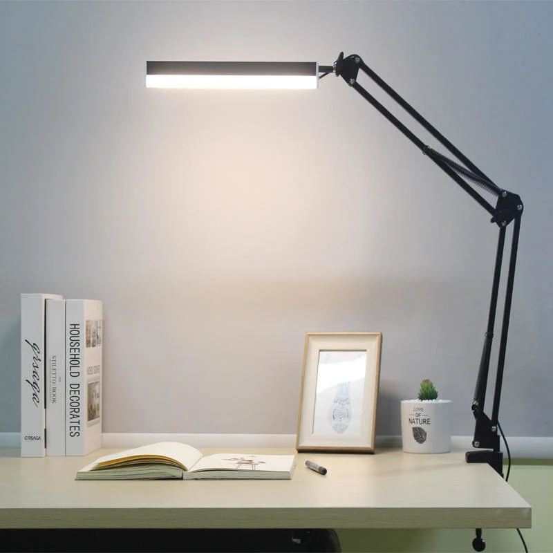 Rechargeable LED Dimmable Reading Light Swing Arm USB Clip-on Table Lamp