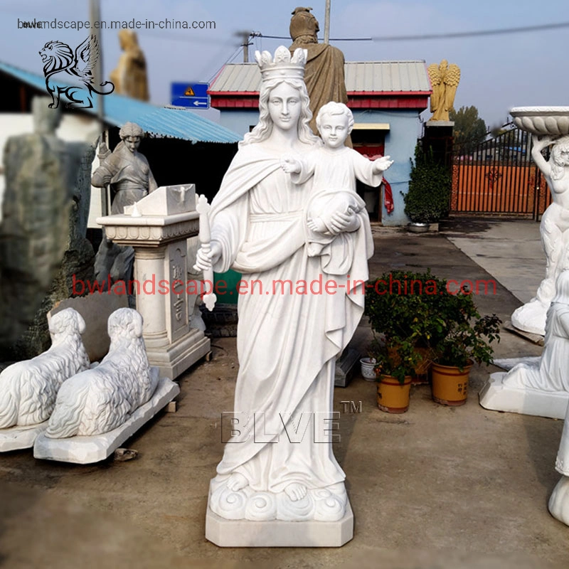 Blve Church Life Size White Stone Catholic Religious Outdoor Statues Marble Virgin Mary Statue for Sale