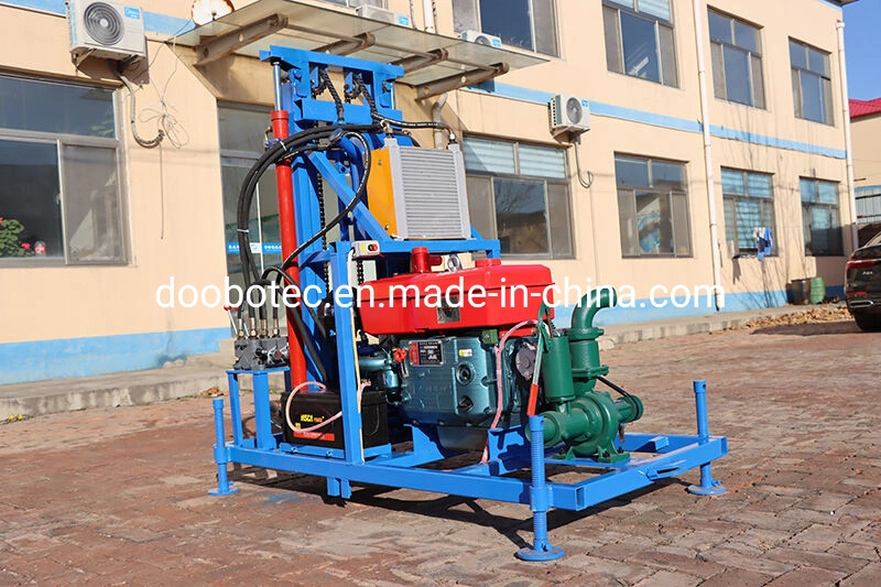 China One Man Portable Electric Start 22HP Gasoline Diesel Wheeled Small Rock Bore Drill Rig Borehole Hydraulic Mud Rotary Soil Deep Water Well Drilling Machine