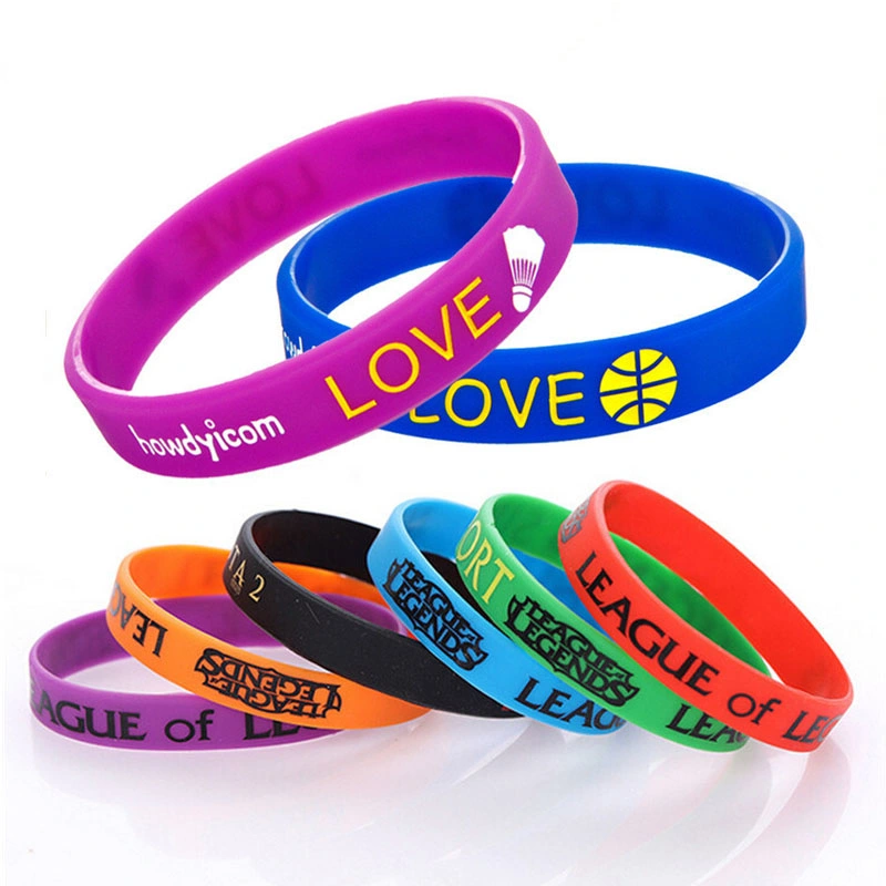 OEM Custom Silicone Rubber Embossed Debossed Printed Logo Wristband for Events