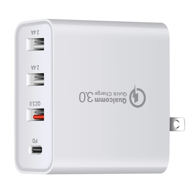 4 منافذ شاحن سريع QC 3.0 بقدرة 48 واط شاحن USB محمول شاحن USB Wall PD منفصل خاص بـ AU/UK/EU/US Plug Travel