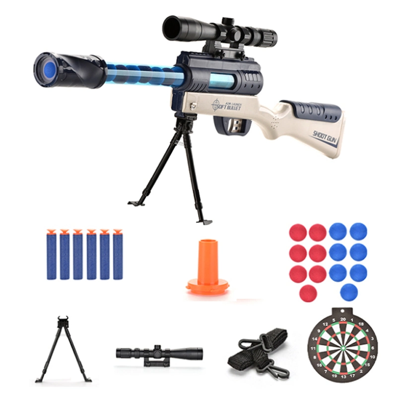 New Design Kids Soft Ball Shooting Game Toys EVA Foam Soft Bullet Air Powered Gun Toy Electric Air Soft Gun with Light and Sound