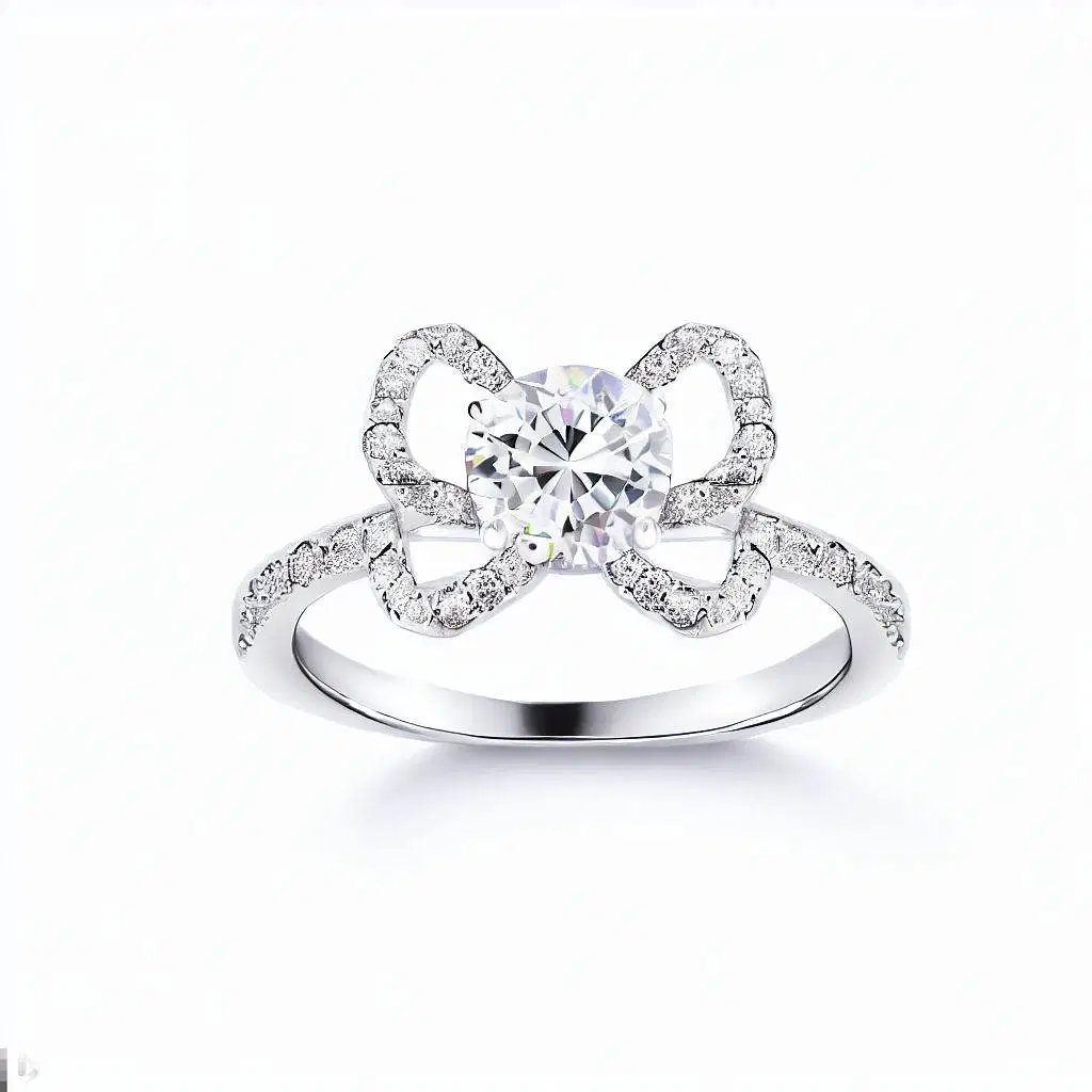 14K White Gold Bow Shape Lab Grown Diamond Ring Price