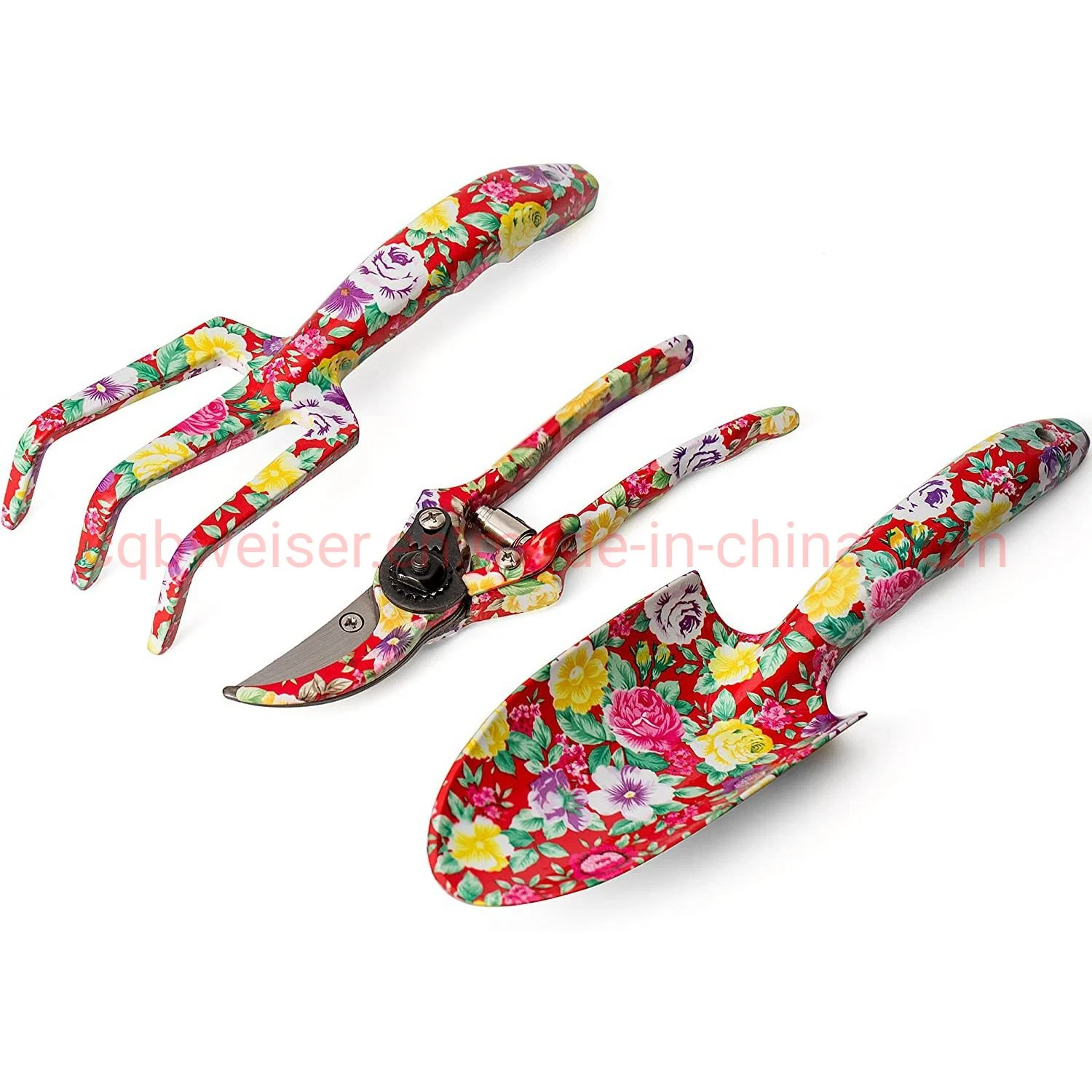 Aluminium Colored Style Garden Tool Set Gardening Tool Set Flower Weeding and Printing Customized Printed Floral Pattern Garden Hand Tool Set with Gift Box