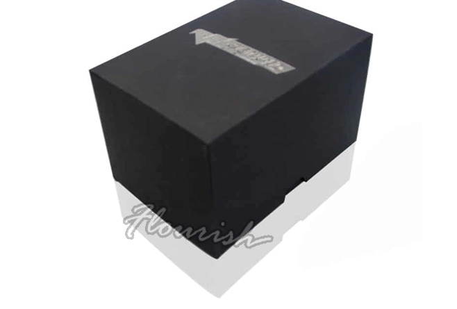 Black Color Rigid Cardboard Watch Jewelry Gift Packaging Box with Badge Decoration and Velvet Insert