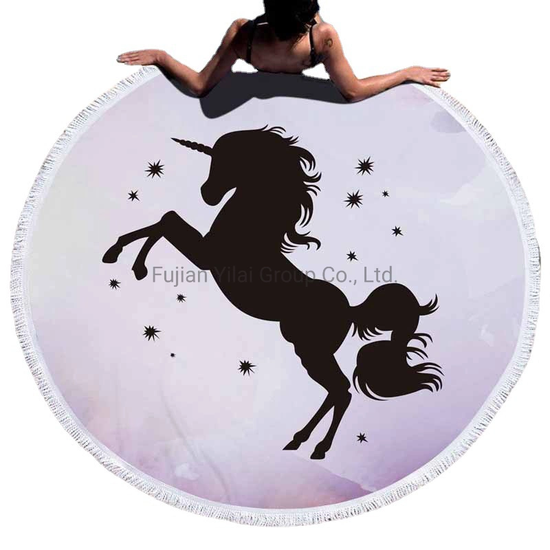 Hot Sale Custom Print Circle Sandfree Microfiber Printed Round Beach Towel for Summer