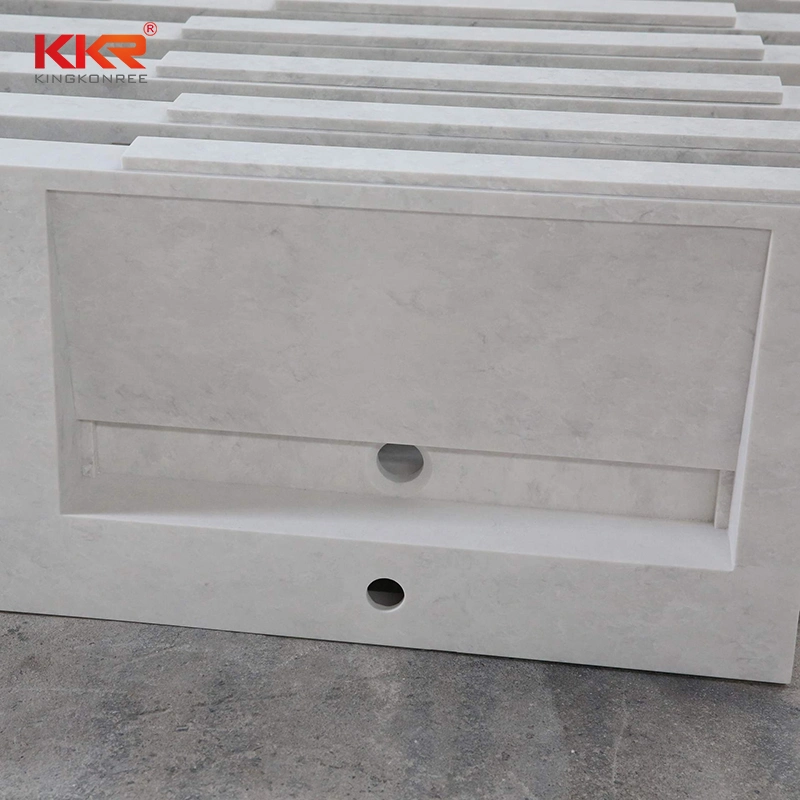 Artificial Marble Stone Rectangular White Stone Bathroom Vanity Sink