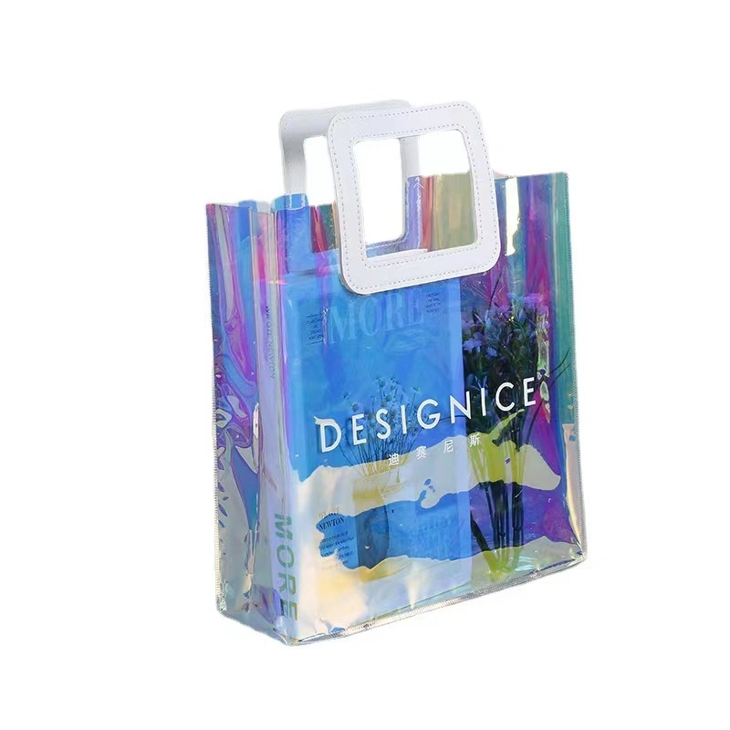 Reusable Heat Sealed Clear PVC Tote Bag Small Waterproof Transparent Beach Tote Bag Promotional Ladies PVC Packing Bag