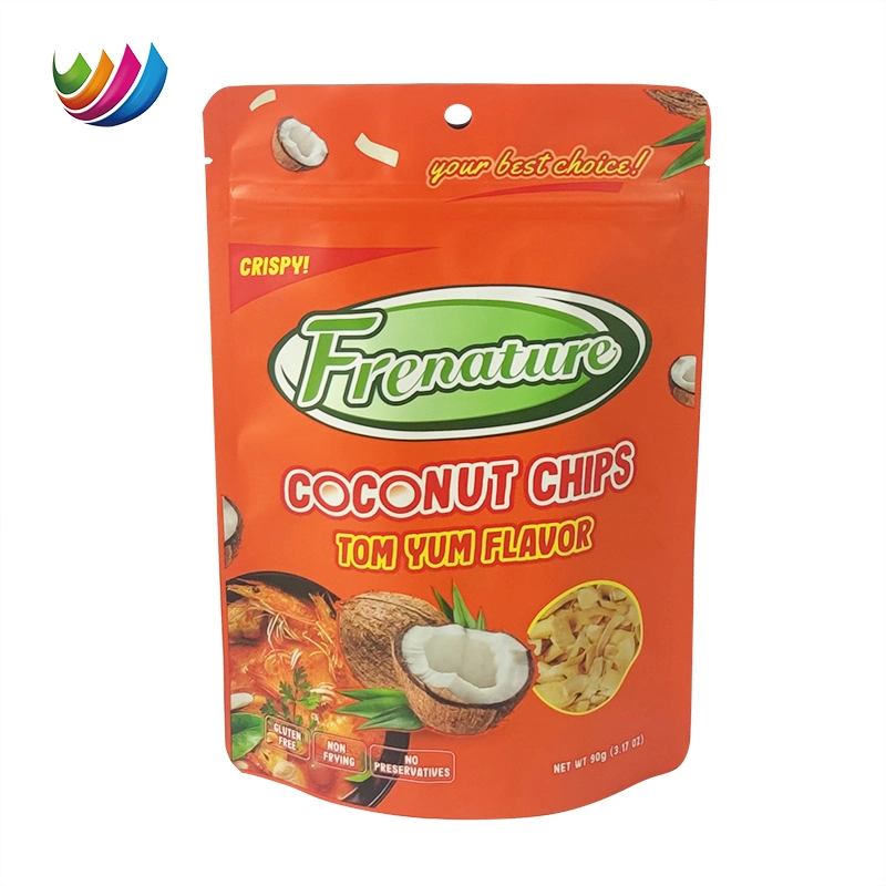 Free Sample Stand up Plastic Zipper Packaging Biscuits Coconut Potato Chips Bag