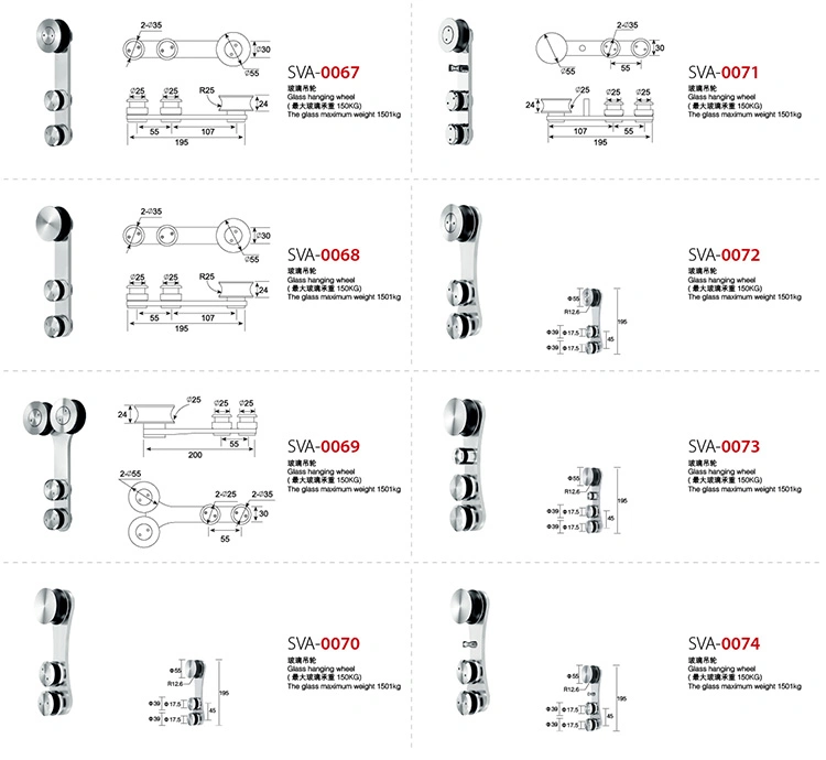 China Shower Door Rollers Sliding Bathroom Fittings for Frameless Glass Sliding Door Accessories