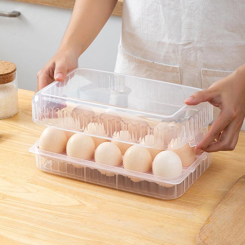 4810 High quality/High cost performance  Plastic Transparent Egg Tray Holder with Lid Refrigerator Stackable Plastic Box for Food