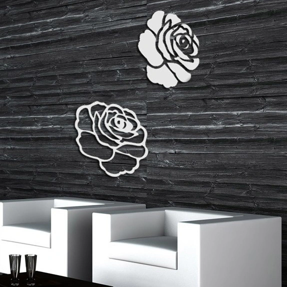 Rosas Flores de Cristal de oro Arte reflexivo DIY Efecto espejo pegatinas de pared 3D