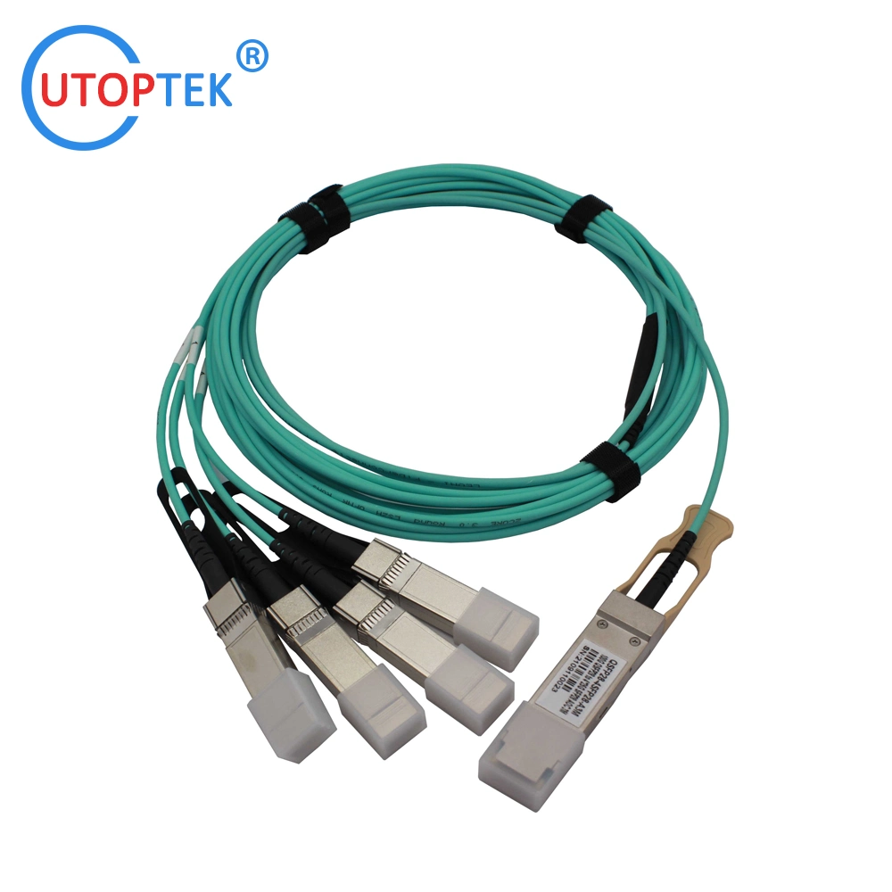 Low Power Consumption 100gbps Qsfp28 4X25g SFP28 Aoc Cable Utoptek Brand