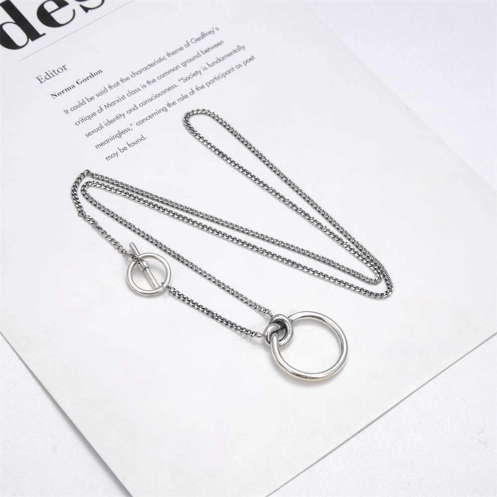 Double Circle Ring 925 Sterling Silver Necklace