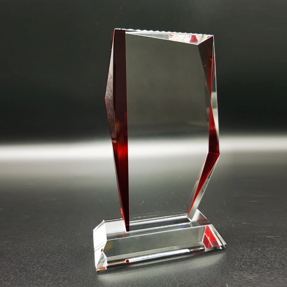 Diamond Edged Red Rectangle Crystal Trophy Awards