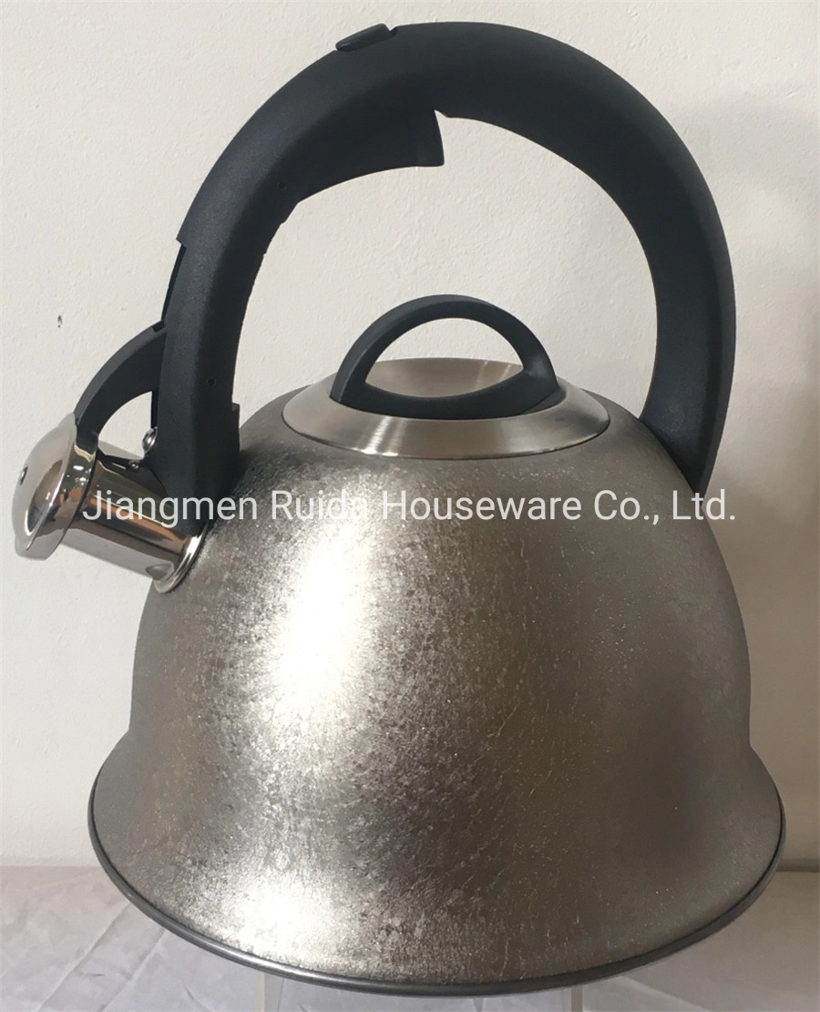 Home Appliance for 3.0L Stainless Steel Whistling Kettle in New Design with Sliver Power Coating of Body