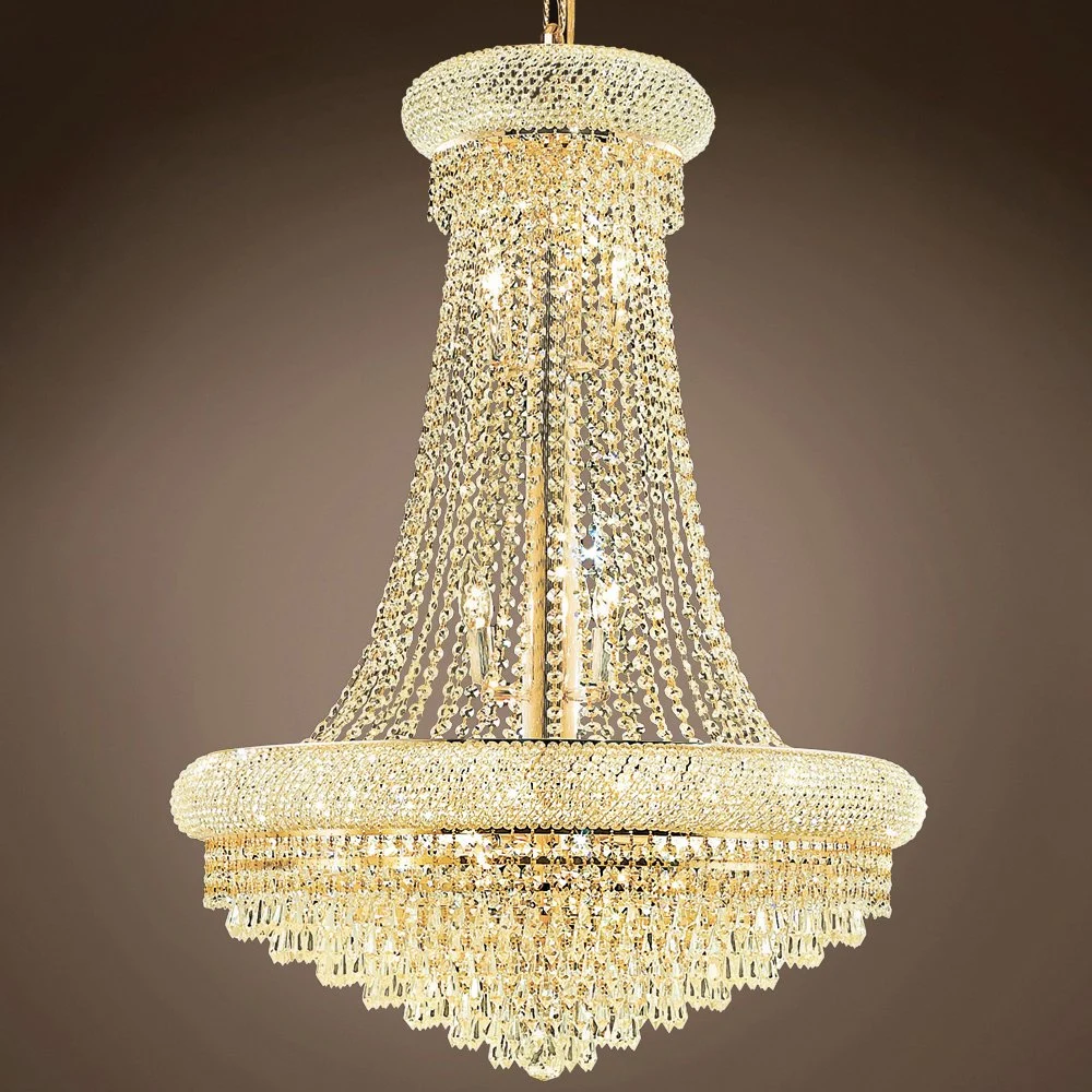 Professional Custom Design Indoor Decoration Lighting Hotel Project LED Sliver Gold Empire Crystal Chandelier