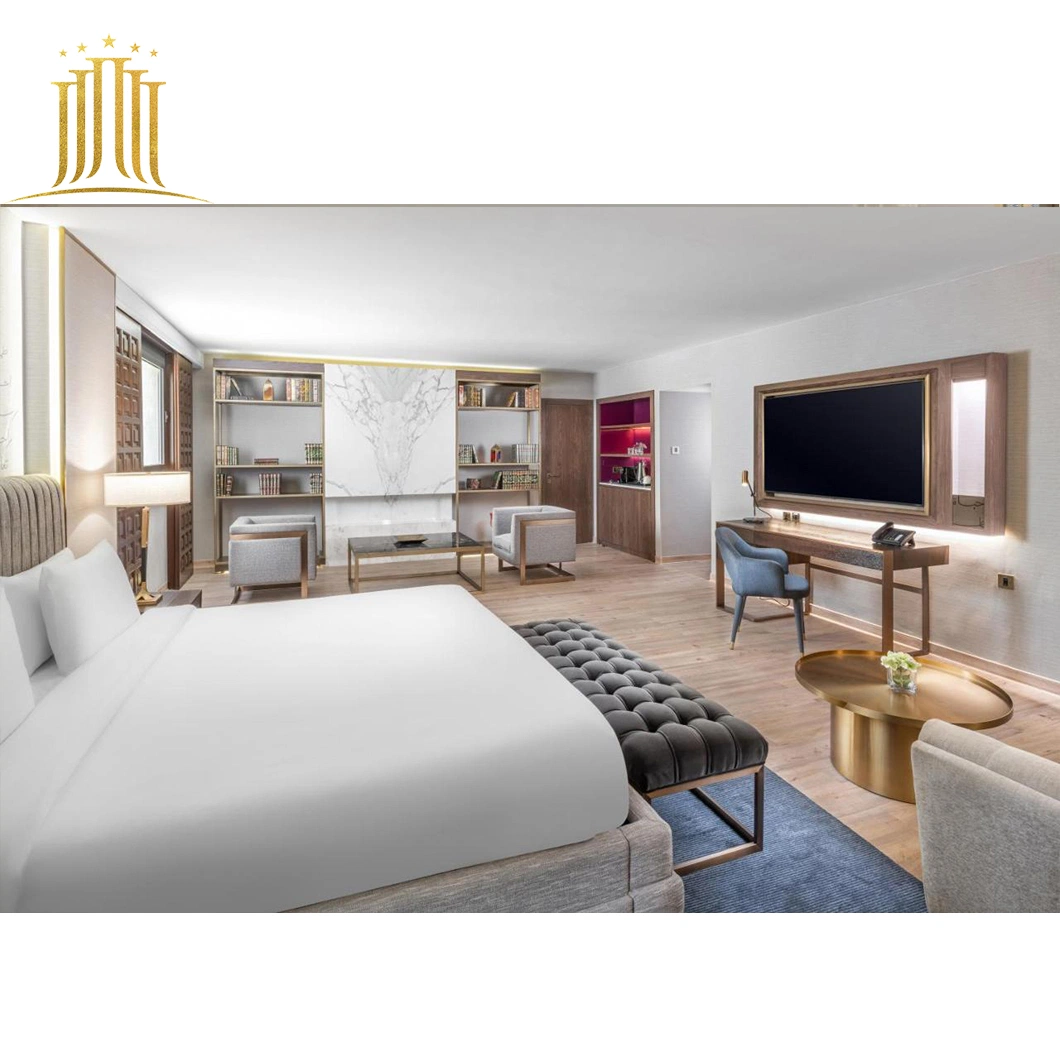 غرفة المعيشة بفندق فاخر 5 نجوم بالصين بالجملة والمصنوعة من خشب صلب أثاث حديث، سرير، سرير، أثاث خشبي