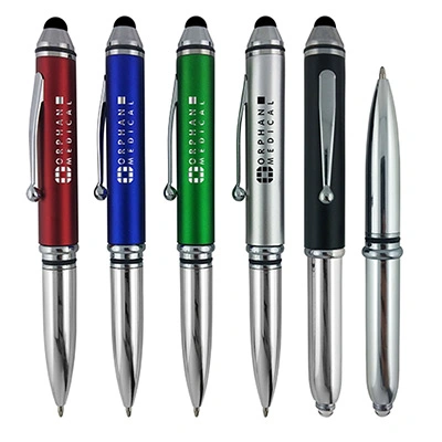 Promotion Gift Fashion Design Metal Dual Function Pen Flashlight and Stylus/Stylus Ball Pen/Stylus Ballpoint Pen