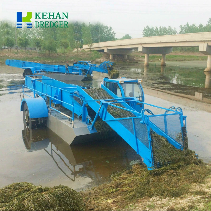 Self Propelled Aquatic Weeding Boats Water Hyacinth Harvester Machine