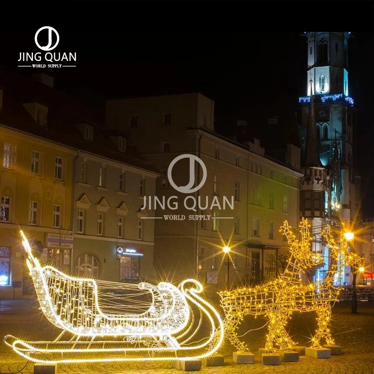 Reindeer Christmas Motif Decoration Lights Carriage Santa LED Decor Lighting Shopping Mall Ornaments