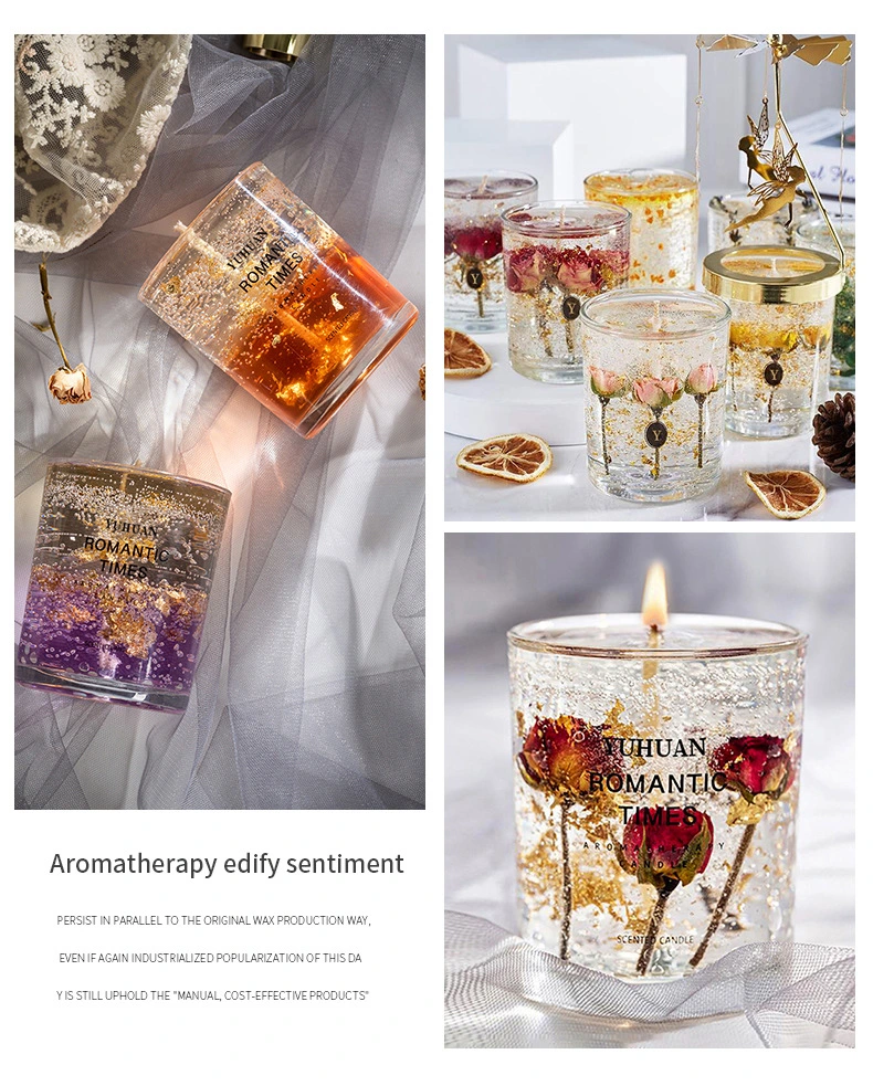 Creative Dried Flower Jelly Glue Gel Type Elastic Smokeless Home Decoration Fragrance Wedding Birthday Gift Scented Candles