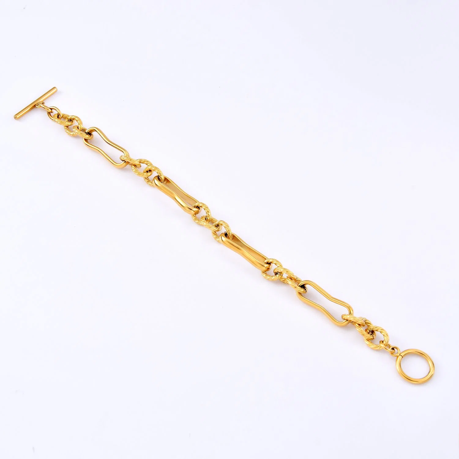 New Fashion Jewellry Design 316L Stainless Steel Jewelry Gold Plated Bracelet for Unisex 22cm