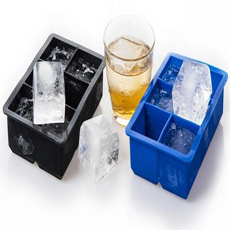 New Arrivals 8 Cavity Large Ice Moulds Silicone Cube Trays Molds with Lids