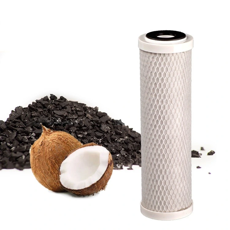 Compression Nut Shell Activated Carbon Powder 10" CTO Carbon Water Filter Cartridge