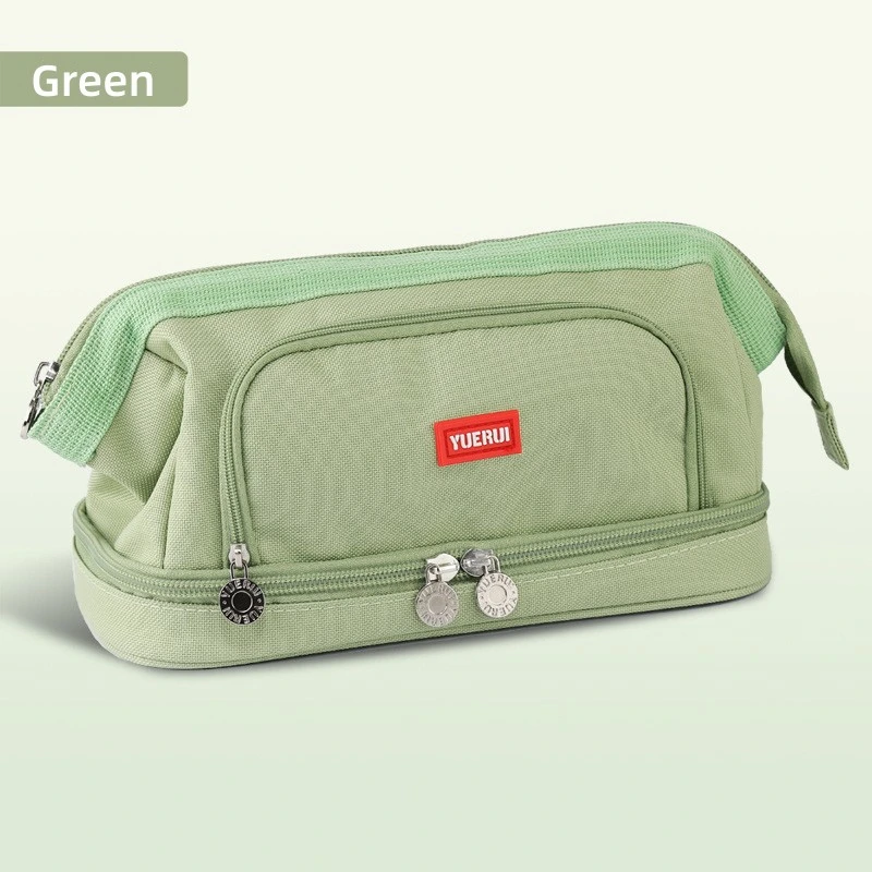 Green Large Capacity Pencil Case Pencil Bag Pencil Pouch Handheld Pen Bag Cosmetic Portable Bag