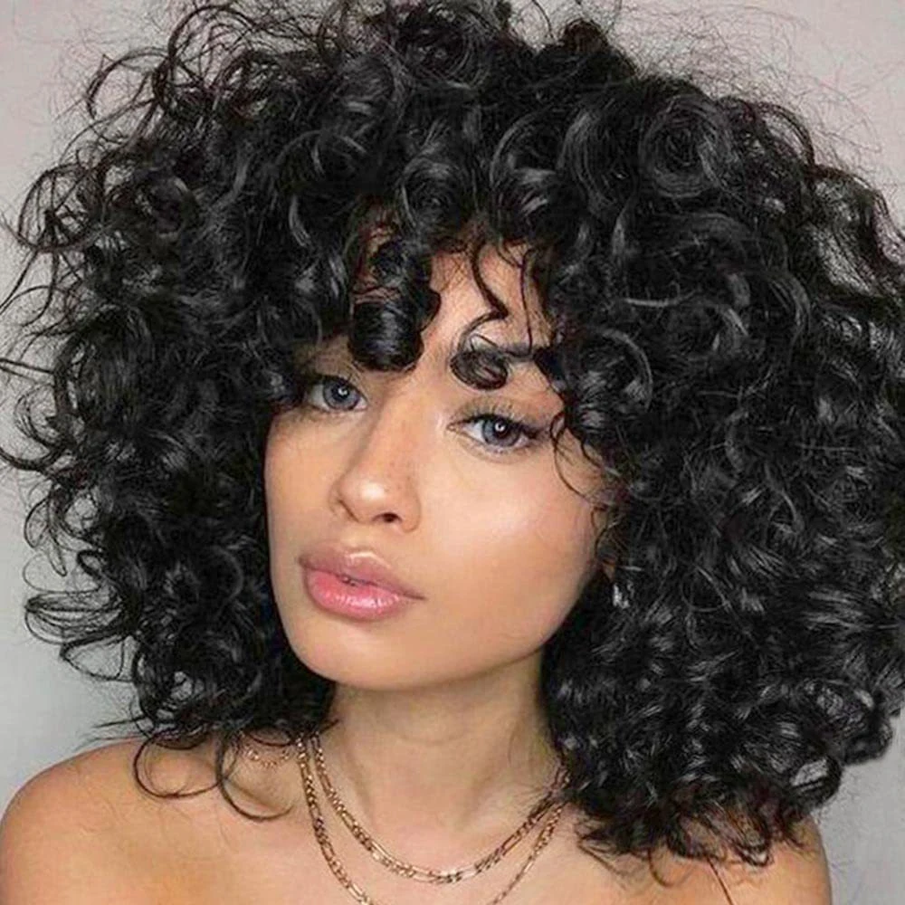 Amazon New Black Rose Web Natural African Small Short Fluffy Curly Synthetic Wig