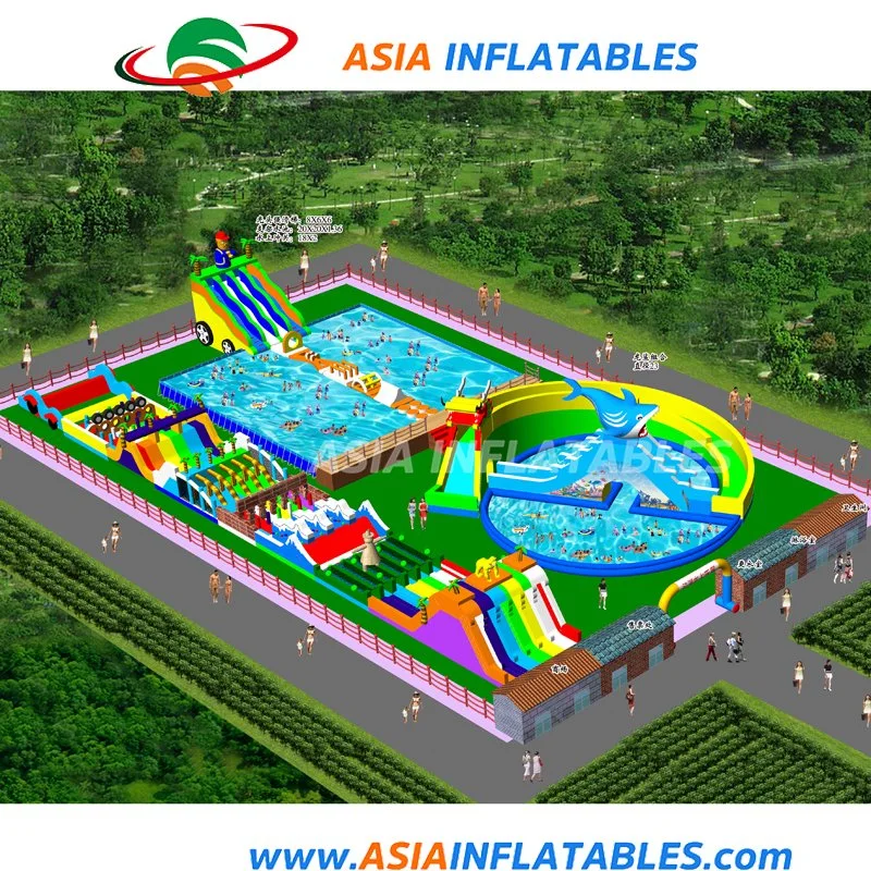 Ground Inflatable Water Amusement Park with Inflatable Water Slip N Slide