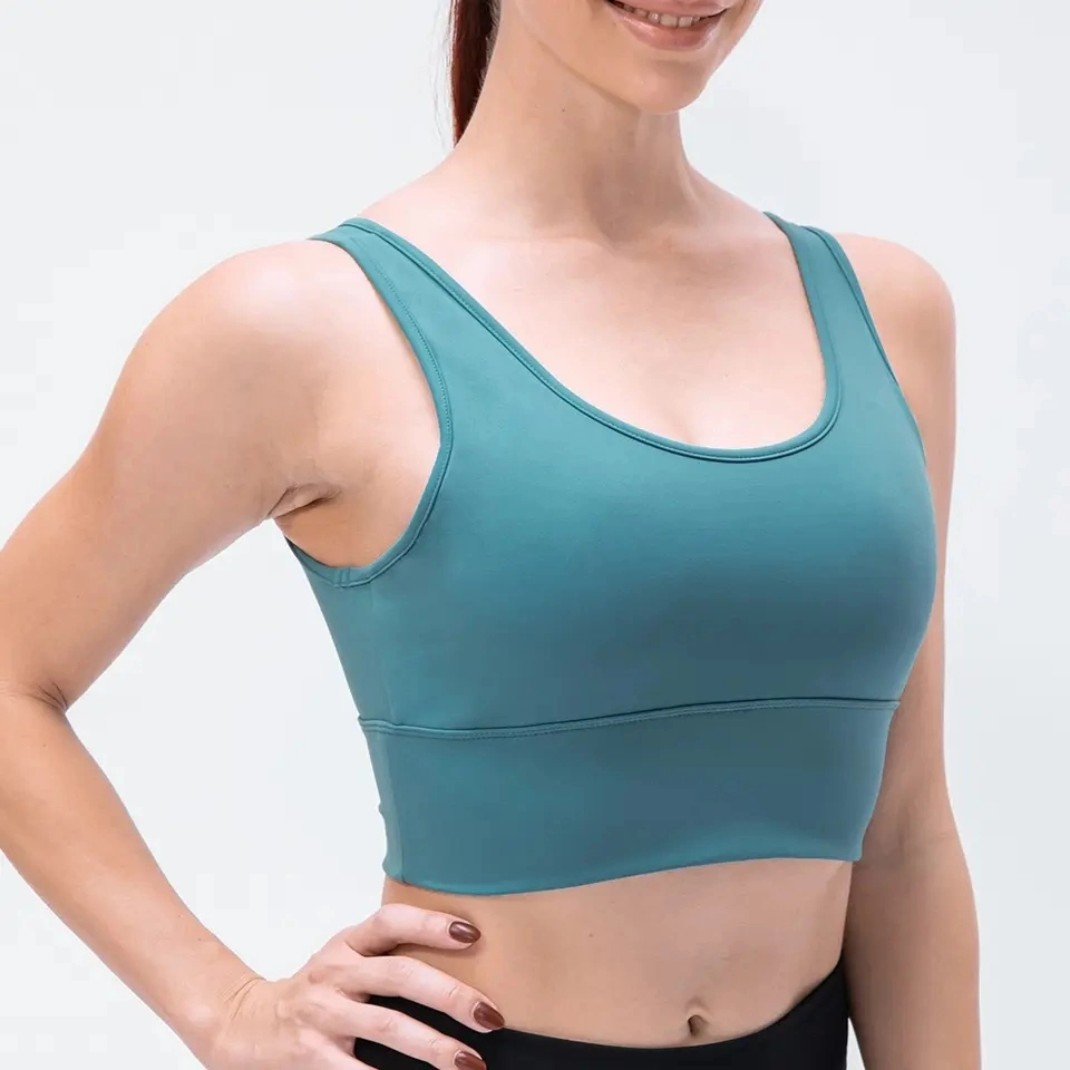 Caliente Sexy Deep Neck transpirable Removable almohadillas V espalda Deportes Top Vest Yoga Chicas Gimnasio Fitness Wear Sujetador Top personalizado Logo ropa Sujetador deportivo para mujer