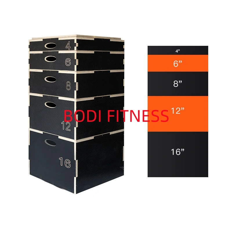 Equipos de gimnasio saltando de madera Polymetric Plyo Caja de la placa para el ejercicio conjunto de cuadros de salto