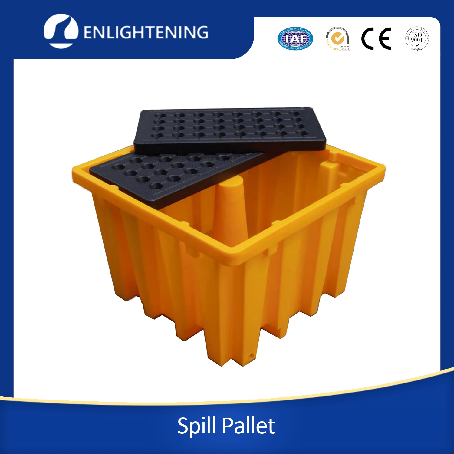 Leak-Proof Reusable Industrial Plastic Drum Pallets Heavy Duty HDPE 4 Drums Spill Pallet