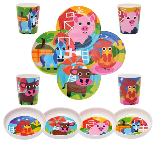 BPA Free Carton Decal Printing Melamine Baby Self-Eating Dinner Sets