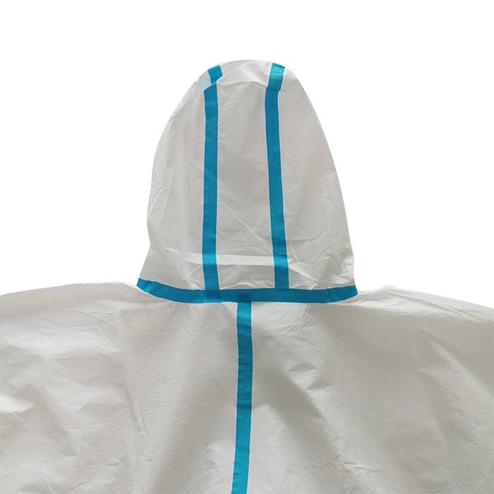 Hospital Type 4b Disposable Liquid-Proof Microporous Medical Antistatic Protective Coverall with Sealed Tapes