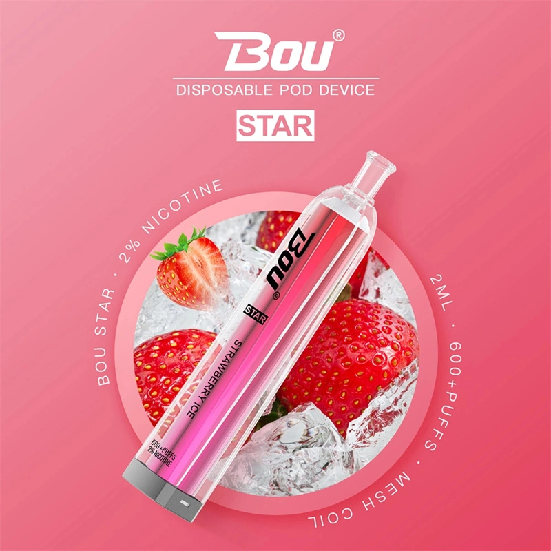 Одноразовые кольца Vape Bou Star 600 оптом Китай Завод 2 мл E Liquid 20 Flavors Vaper Disposable Vape Puff Bar