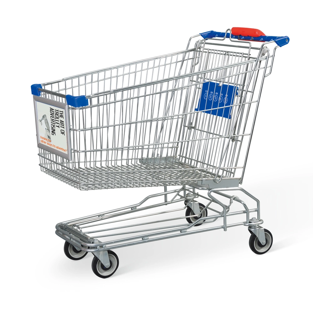 High Quality Universal Wheels 210L Metallic Supermarket Shopping Trolley Cart