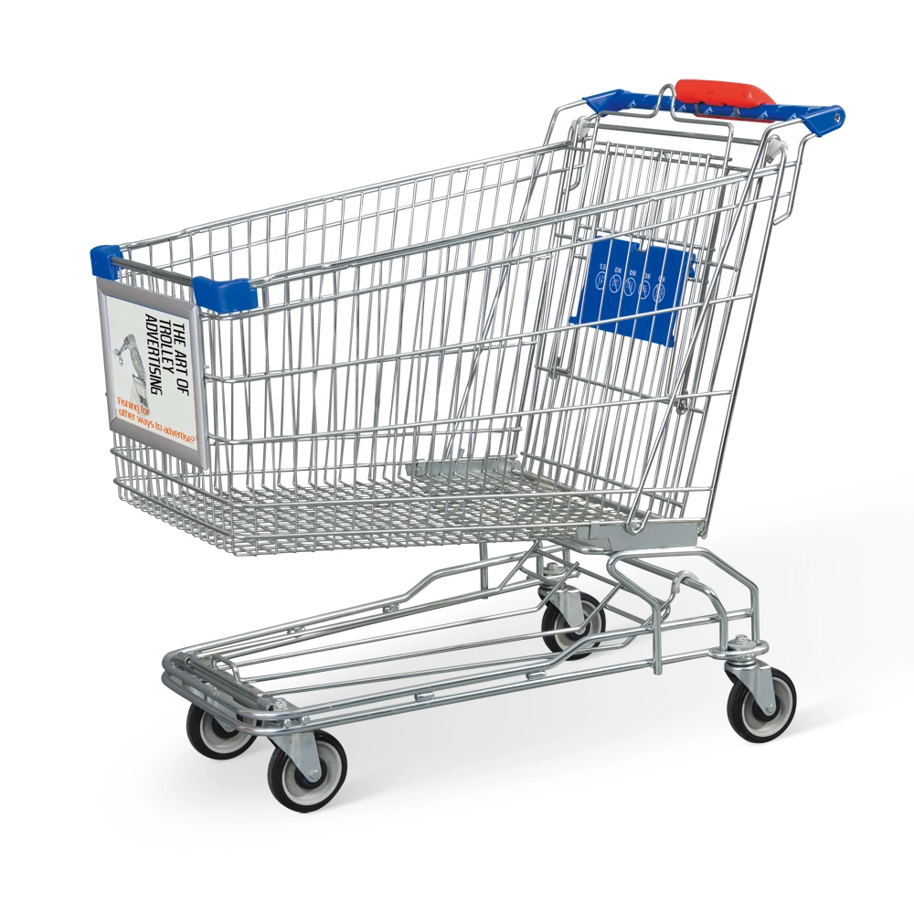 High quality/High cost performance  Universal Wheels 210L Metallic Supermarket Shopping Trolley Cart