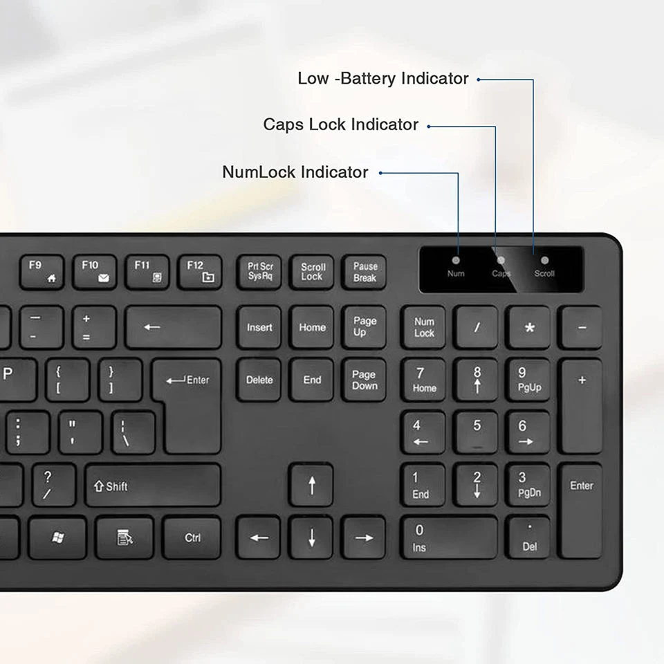 لوحة مفاتيح USB لاسلكية وماوس Combo مع الشوكولاته الهادئة المريحة المفاتيح لوحة مفاتيح الكمبيوتر رفيعة جدًا