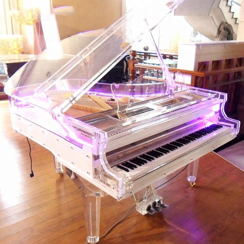 Custom Professional Design Decorative Glass Clear Grand Mirror Acrylic Crystal Piano Customized Transparent Glass Acrylic Grand Piano