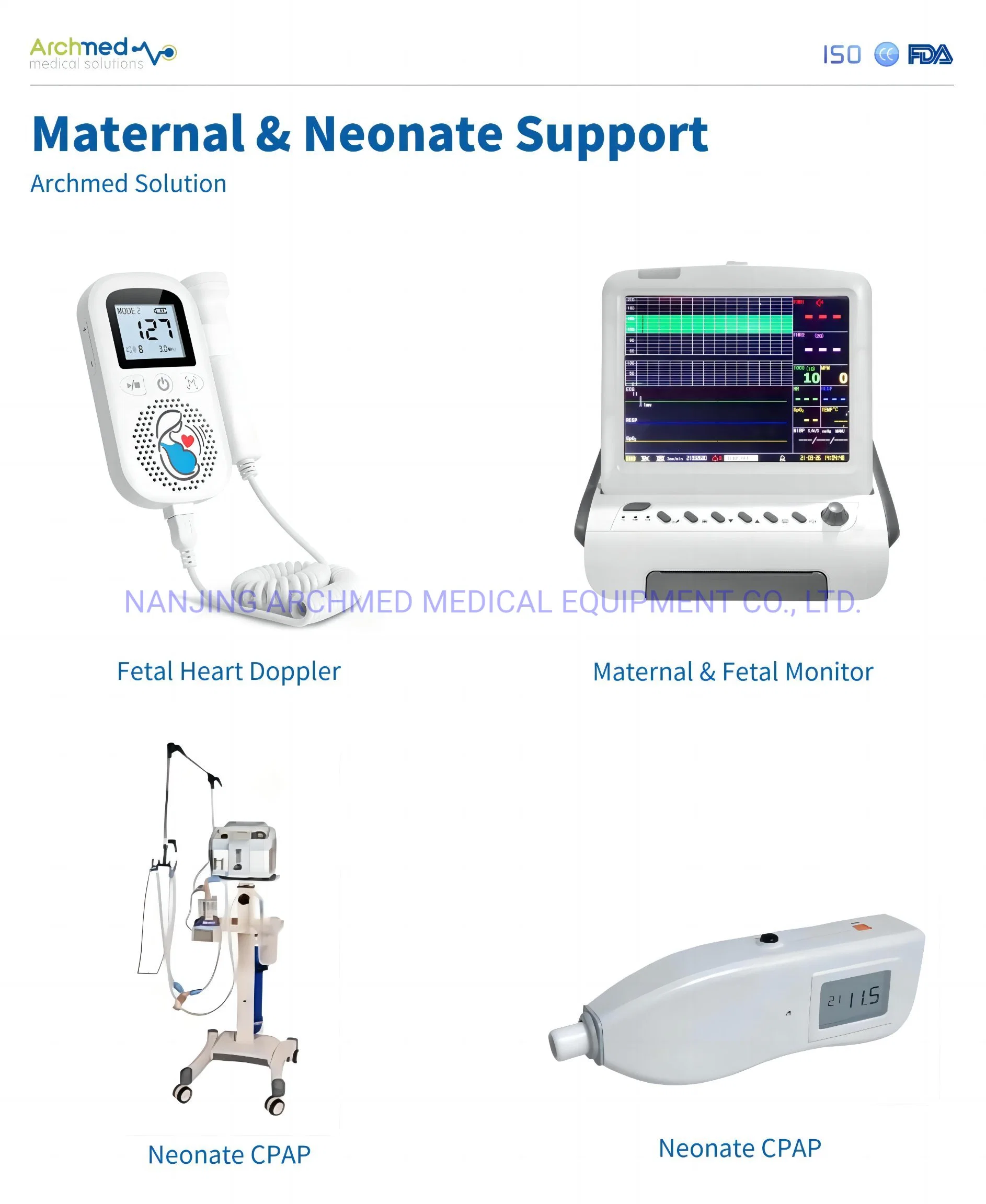 Medical Equipment Maternal & Neonate Support Product Fetal Heart Doppler Maternal&Fetal Monitor Neonate CPAP