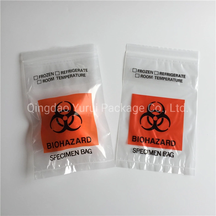 BPA Free Custom Printed LDPE Reclosable Leakproof Blood Collection Tube Specimen Bag