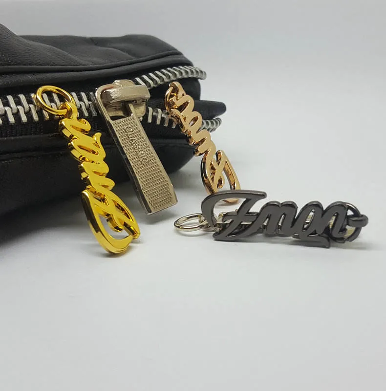 Custom Brushed Antique Logo Zipper Removable Slider Handle for Bags