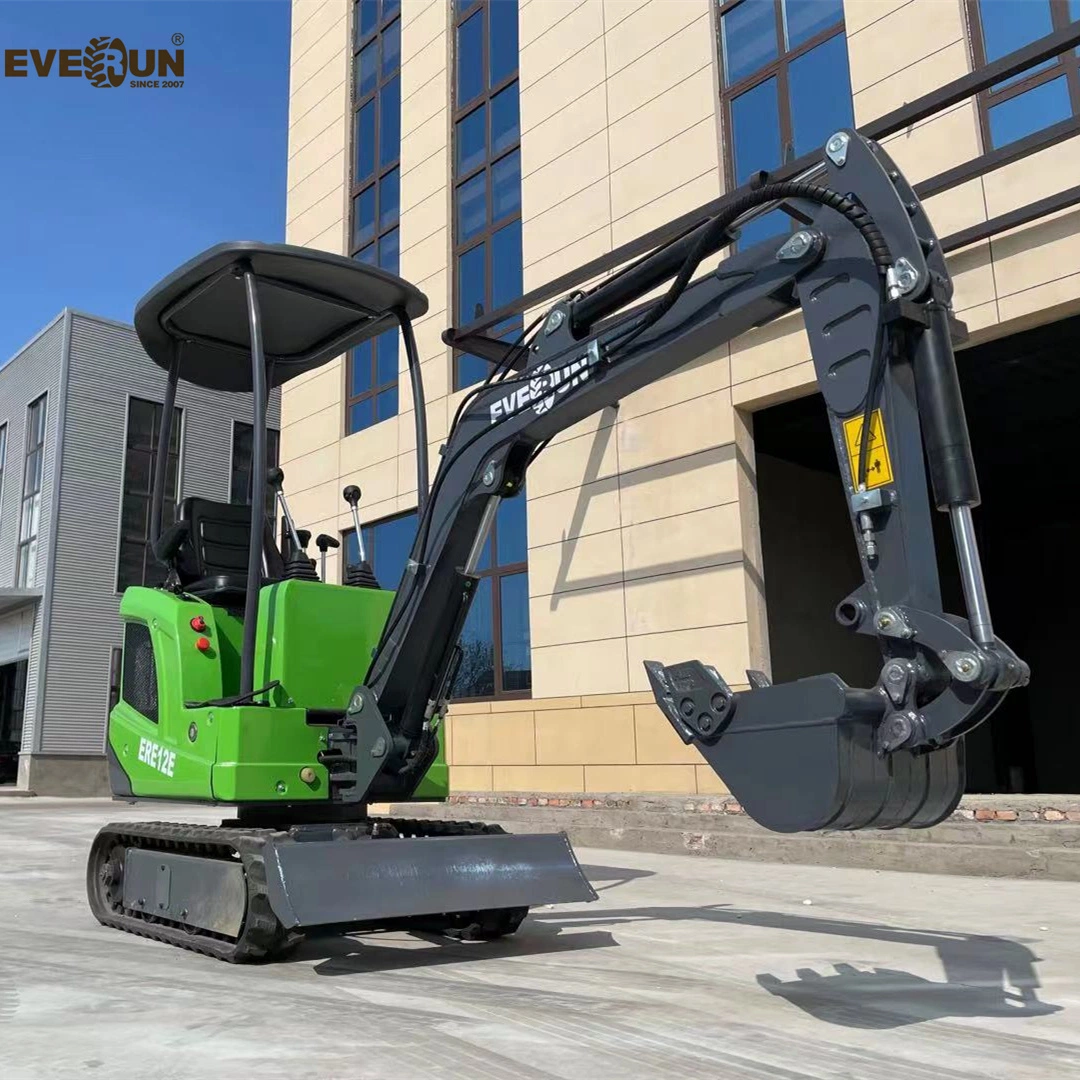 Everun Ere12e 1100kg Micro Digger Machine with LED Working Light Bucket Tracked Small Hydraulic Crawler Electric Mini Excavator