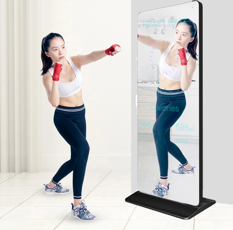 Pedestal de 43 pulgadas de pantalla táctil Android Espejo de fitness para el ejercicio