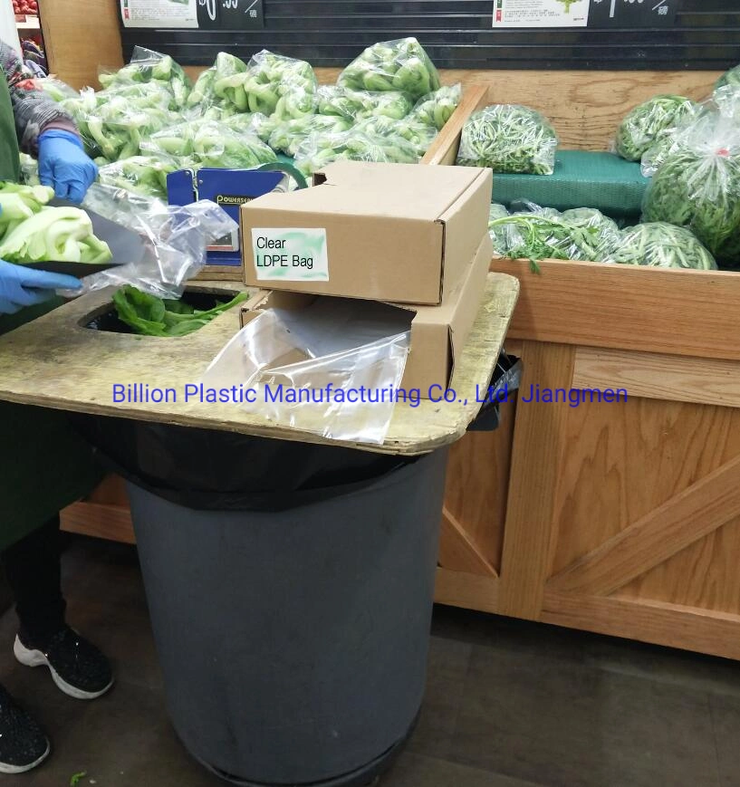 Vegetables Packing Plastic Flat Bag with Gusset for Super Market or Farmer's Market