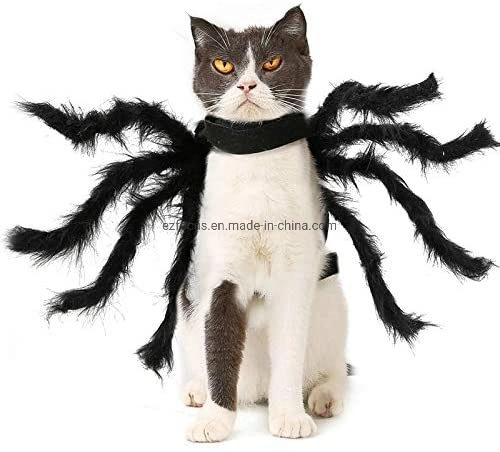 Halloween Spider Costume Pets Simulation Plush Spider Clothe with Adjustable Neck Paste Buckle for Dog Cats Pet Wbb12413